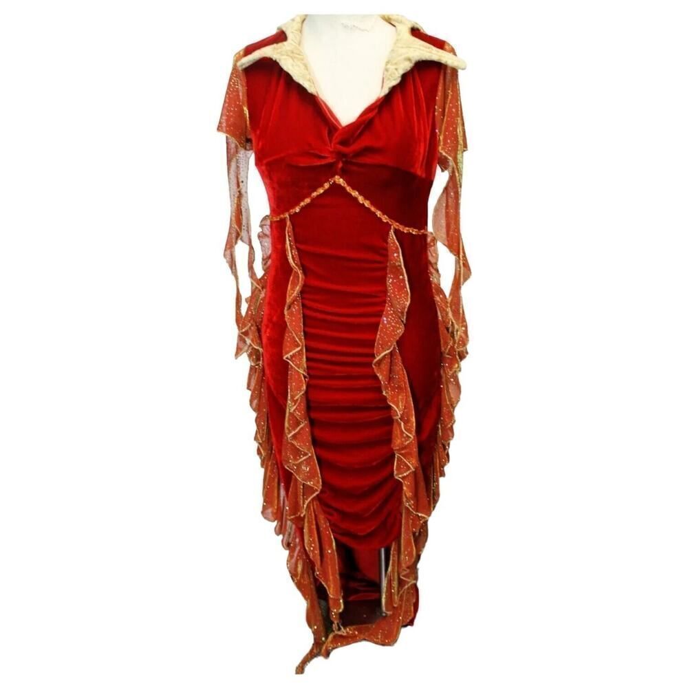 Cirque Du Soleil Diabla Costume Evil Red Gold Flame Queen Disguise SZ S